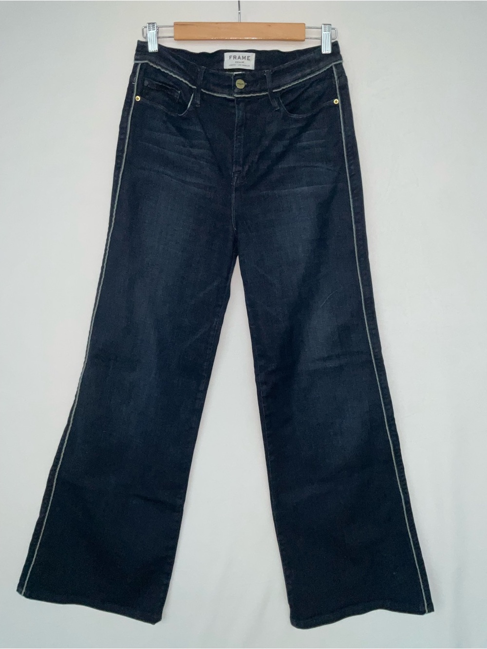 Frame Denim High-Rise Wide Leg Seamed Jeans